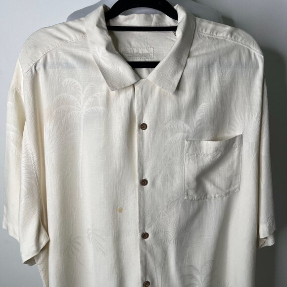 Tommy Bahama Men's Cream White Embroidered Short Sleeve Shirt Wine Bottle XXL - Picture 3 of 12